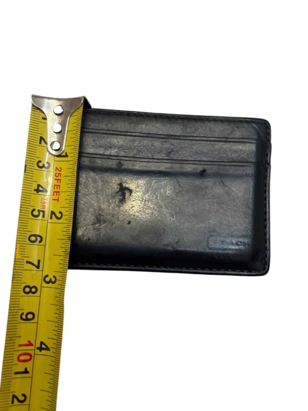 Coach rare vintage black leather money clip card holder